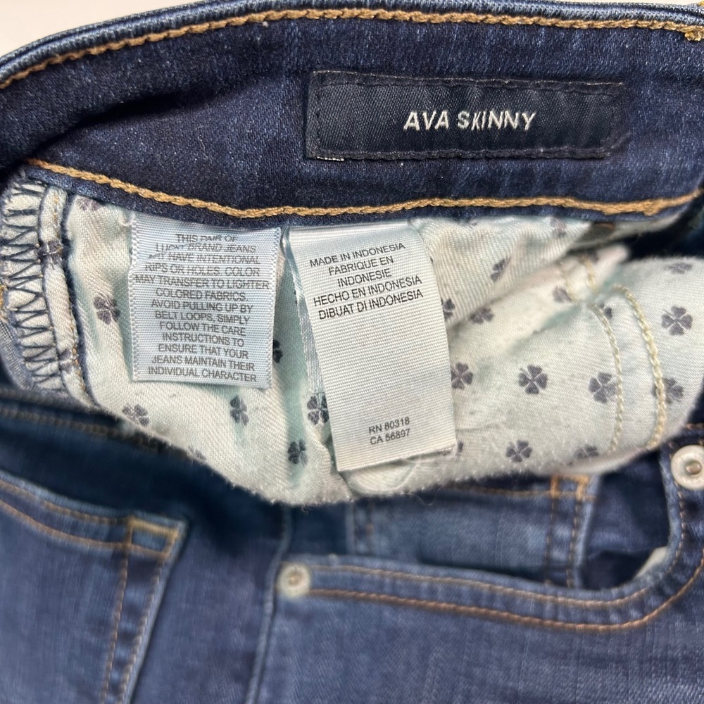 Lucky Brand Ava Skinny Jeans Women 4/27 Dark Wash Denim Mid Rise Stretch 7W12866 - Picture 2 of 7